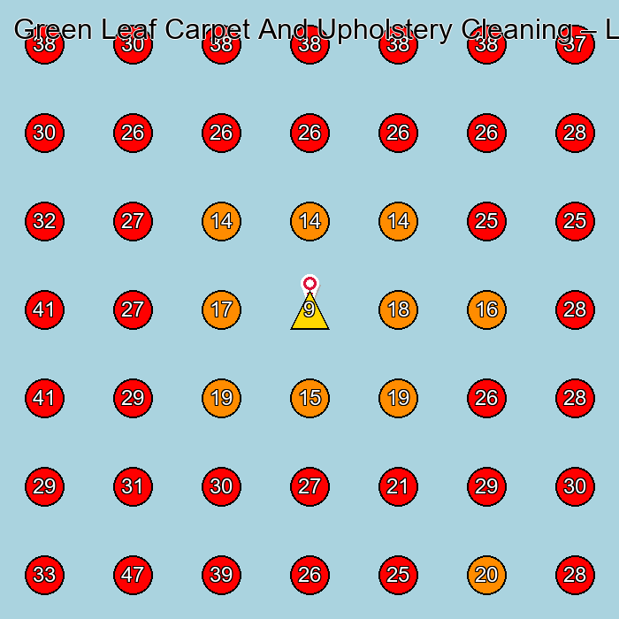 Green Leaf Carpet And Upholstery Cleaning GeoGrid visibility map for Roofing Contractor in None